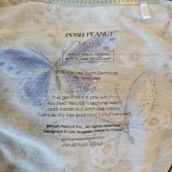 Posh Peanut Lucy Butterfly Green Ruffle Bottom Bamboo Blend Zip Sleeper 3-6M - Picture 6 of 7